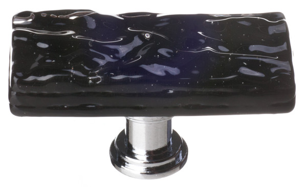 Skinny Glacier black long knob with polished chrome base