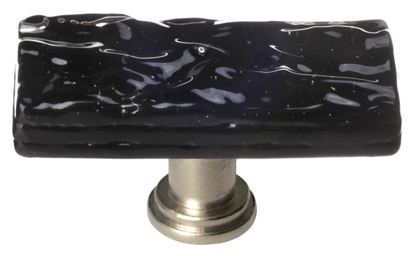 Skinny Glacier black long knob with satin nickle base