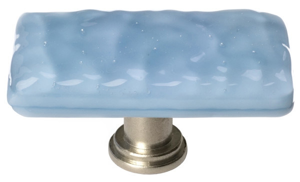 Glacier powder blue long knob with satin nickel base