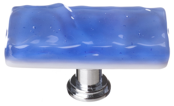 Glacier sky blue long knob with polished chrome base