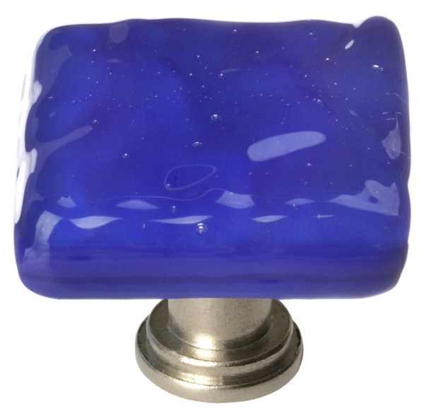 Glacier cobalt knob with satin nickel base