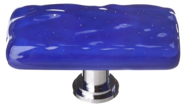 Glacier cobalt long knob with polished chrome base