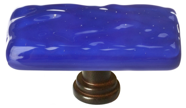 Glacier cobalt long knob with oil rubbed bronze base