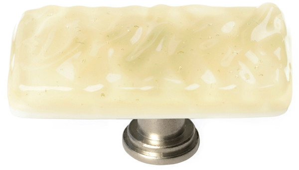 Glacier pale yellow long knob with satin nickel base