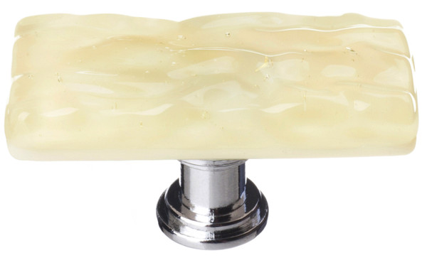 Skinny Glacier pale yellow long knob with polished chrome base