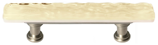 Skinny Glacier pale yellow pull with satin nickel base