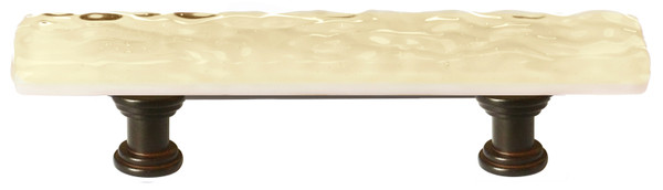 Skinny Glacier pale yellow pull with oil rubbed bronze base