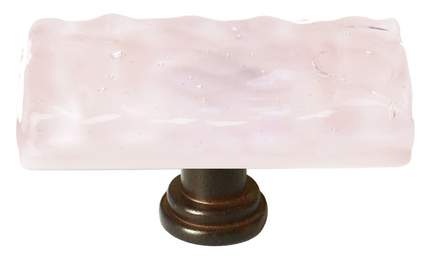 Glacier rose long knob with oil rubbed bronze base