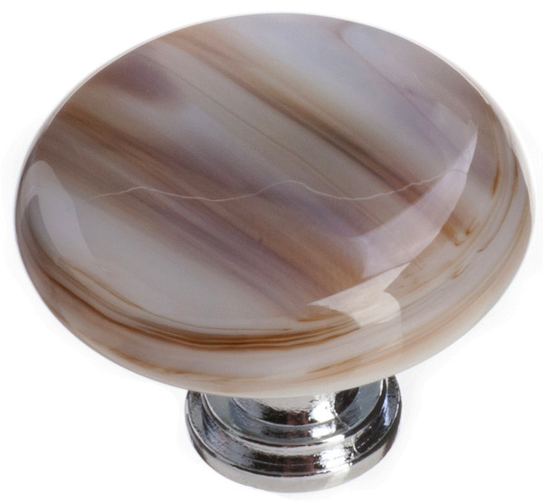 Cirrus white with brown round knob with polished chrome base