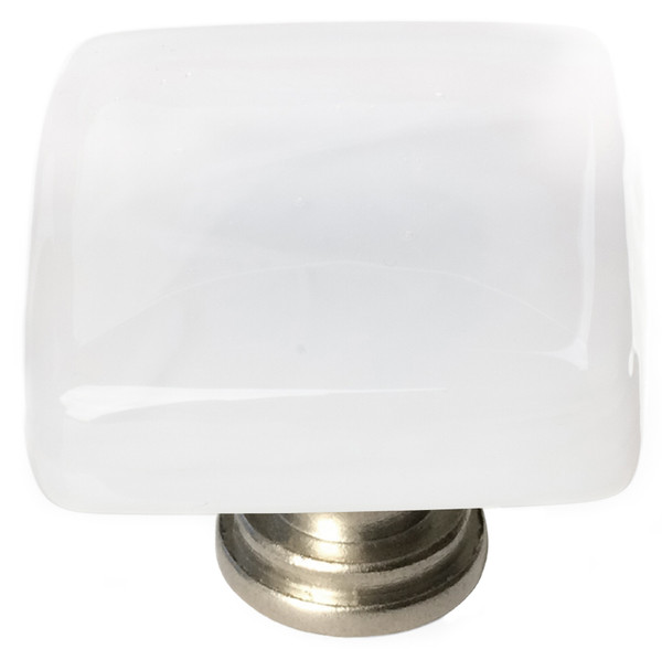 Cirrus white knob with satin nickel base