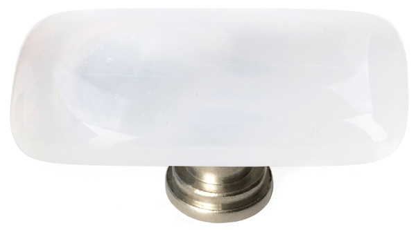 Cirrus white long knob with satin nickel base