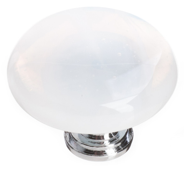 Cirrus white round knob with polished chrome base