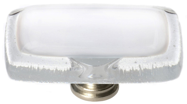 Reflective white long knob with satin nickel base