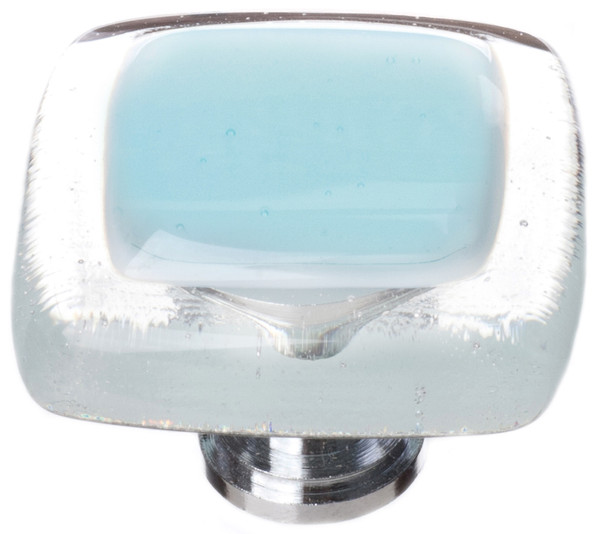 Reflective light aqua knob with polished chrome base