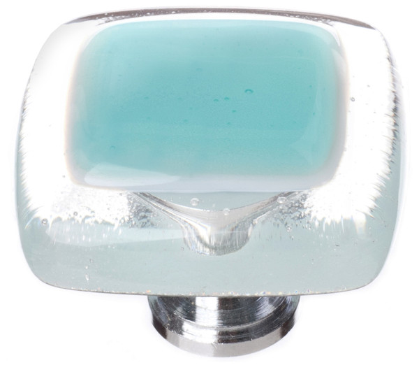 Reflective aqua knob with polished chrome base