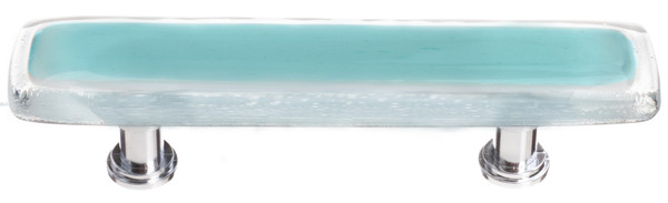 Reflective aqua pull with polished chrome base