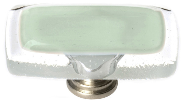 Reflective spruce green long knob with satin nickel base