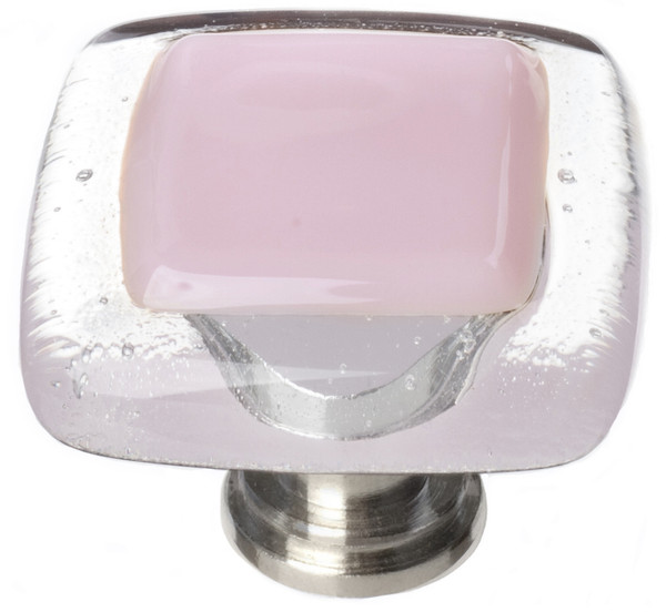 Reflective pink knob with satin nickel base