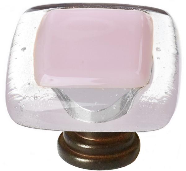 Reflective pink knob with oil rubbed bronze base