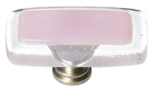Reflective pink long knob with satin nickel base