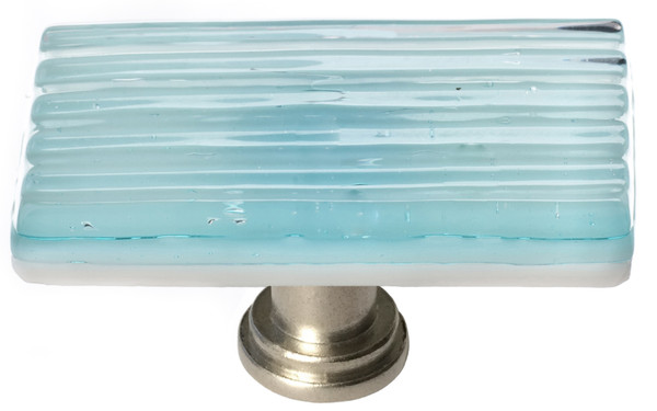 Reed light aqua long knob with satin nickel base