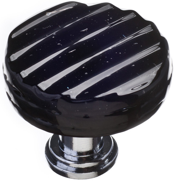 Reed black round knob with polished chrome base