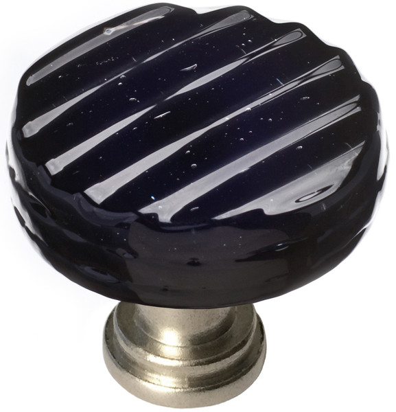Reed black round knob with satin nickel base