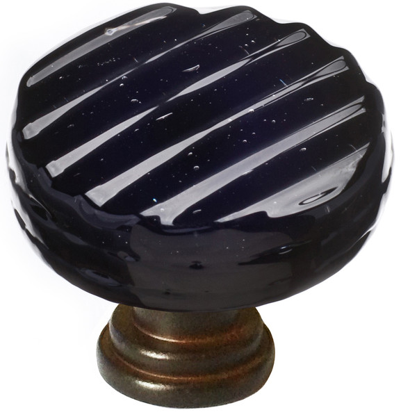Reed black round knob with oil rubbed bronze base