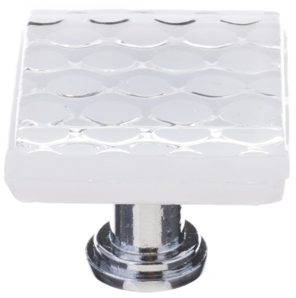 Honeycomb white knob with polished chrome base