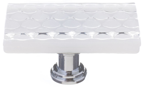 Honeycomb white long knob with polished chrome base