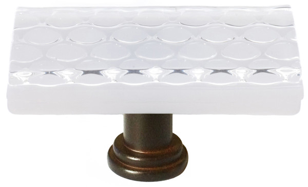 Honeycomb white long knob with oil rubbed bronze base