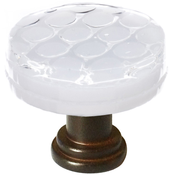 Honeycomb white round knob with oil rubbed bronze base
