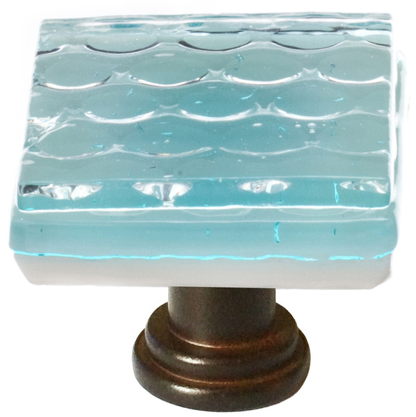 Honeycomb light aqua knob with oil rubbed bronze base