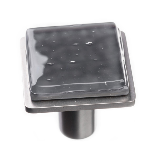 Geometric square slate gray on square satin nickel knob