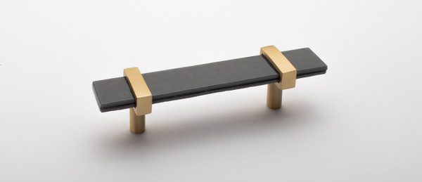 5.5" Adjustable slate gray pull with satin brass base