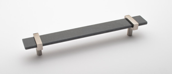 9" Adjustable slate gray pull with satin nickel base