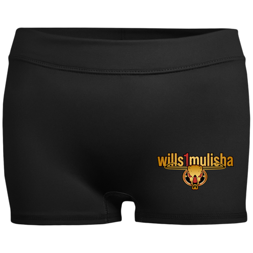 wills1mulisha GOLD LOGO Ladies' Fitted Moisture-Wicking 2.5 inch Inseam Shorts