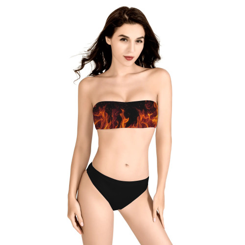 1MULISHA FIRE Women's Two Piece Bandeau Strapless Bikini Swimsuit
