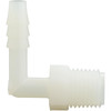 Barb Adapter, 1/4"b x 1/4"mpt, 90 Degree, Nylon