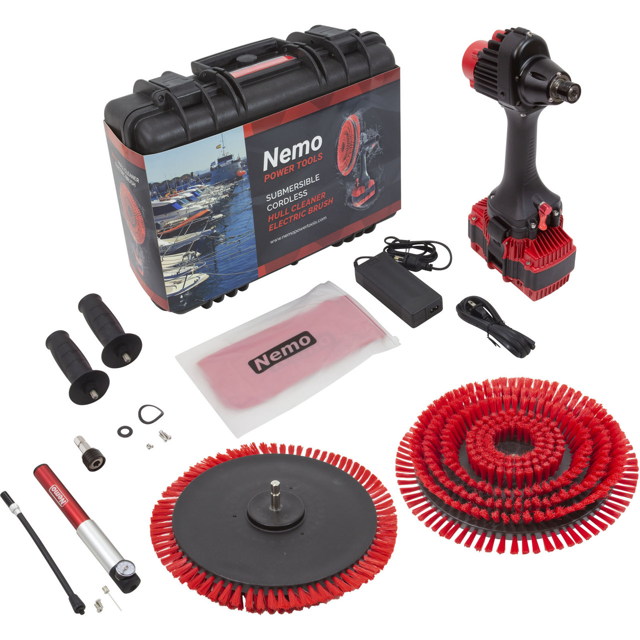 Boat Hull Cleaner, Nemo, 50M, 18V, (1) 10Ah Li-Ion, w/ Brush Set - PST Pool  Supplies