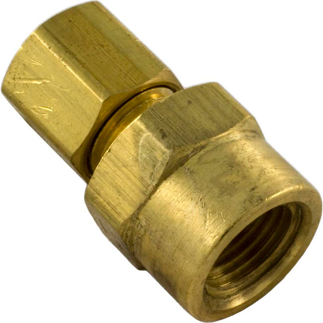 Compression Fitting, 1/8 x 3/16 Tube, Brass - PST Pool Supplies