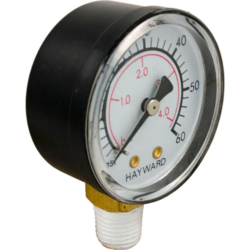 Pressure Gauge, Hayward, 1/4"mpt, 0-60psi, Bottom Mount