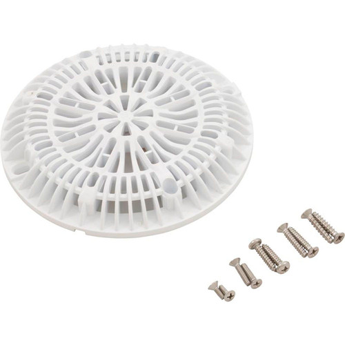 Main Drain Cover, CMP Galaxy, 8", White, w/ Screw Kit