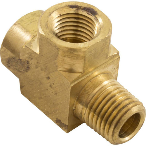 Tee, Anderson Metals, 1/4"mpt x 1/4"fpt x 1/4"fpt, Brass