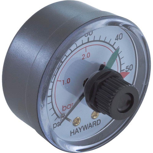 Pressure Gauge, Hayward, 1/4"mpt, 0-60psi, Back Mount, Adj Dial