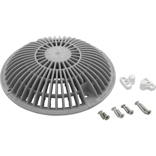 Main Drain Grate, Retro 8" Round, MoFlow, w/Hardware, Light Gray