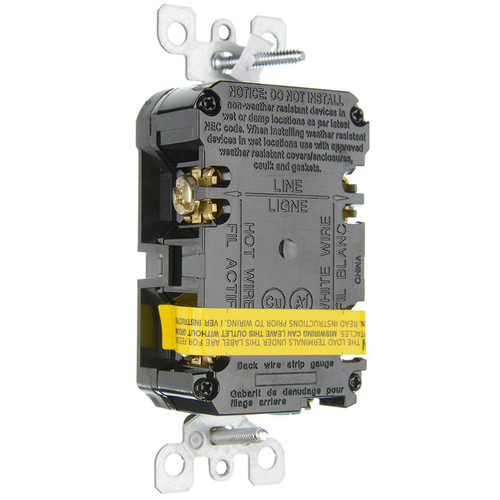 GFCI, Leviton, 20A, SPST, Deadfront, Black