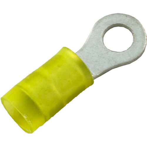 Ring Terminal, 12-10 AWG, #10 Stud, Yellow, Quantity 25