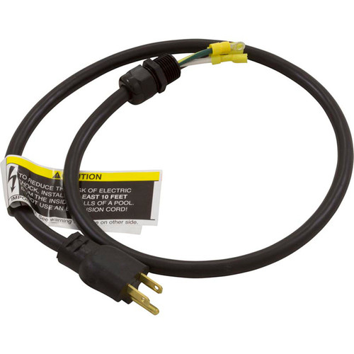 Power Cord, NEMA 15A, 3 foot, 3 Wire, with Strain Relief