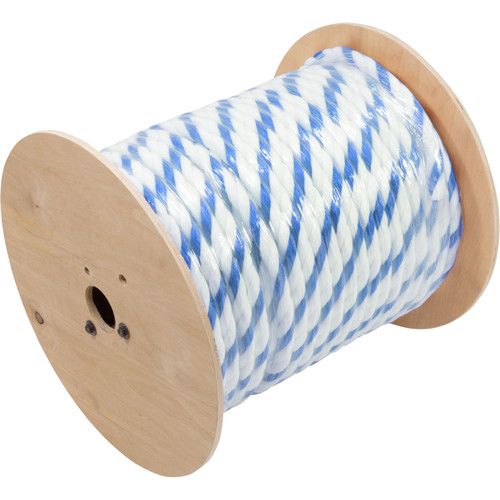 Polypropylene Rope, 3/4"dia, 2 White 1 Blue Strand, 300ft